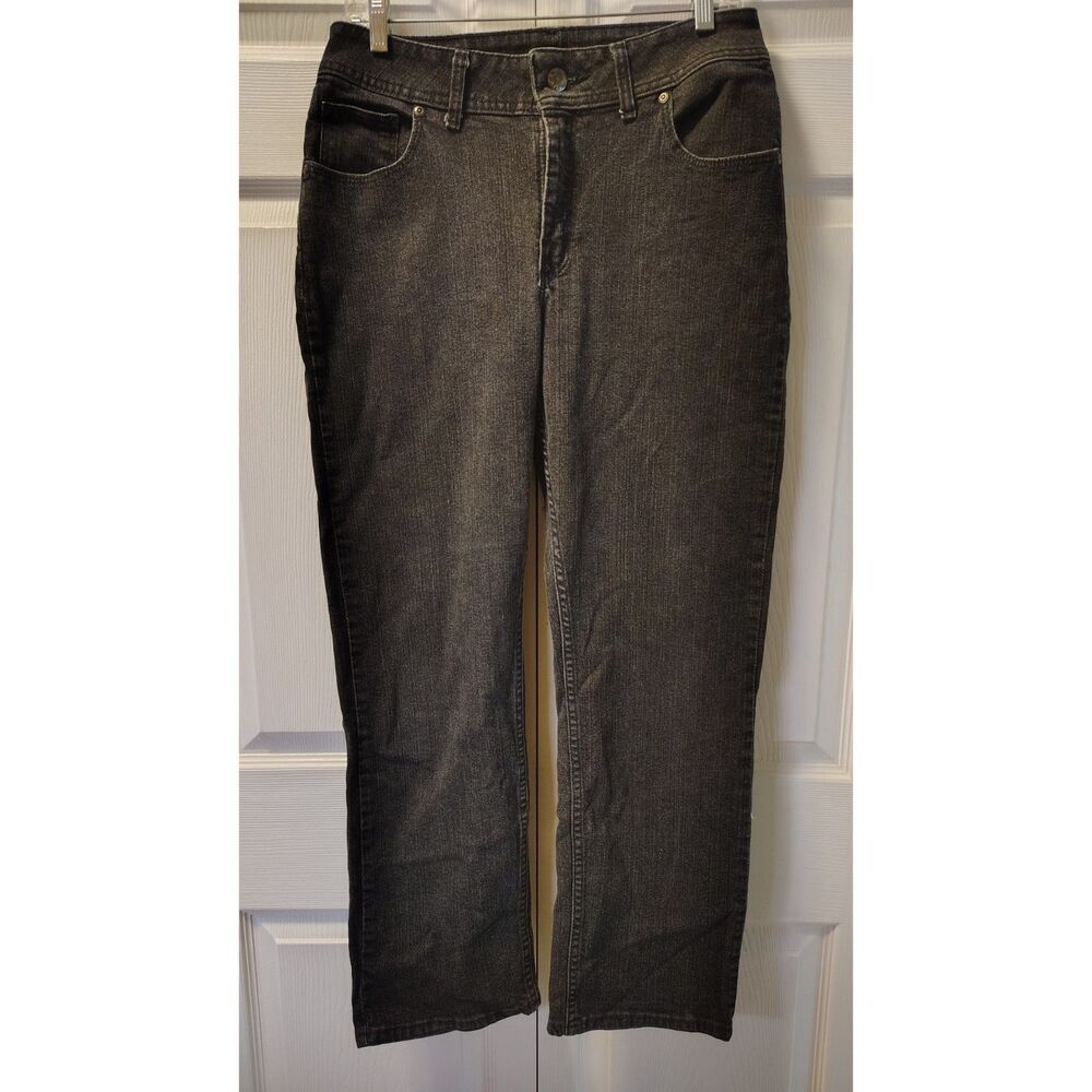 Riders by Lee Mid Rise Straight Leg Jeans Black Acid Wash Women's Size 12P